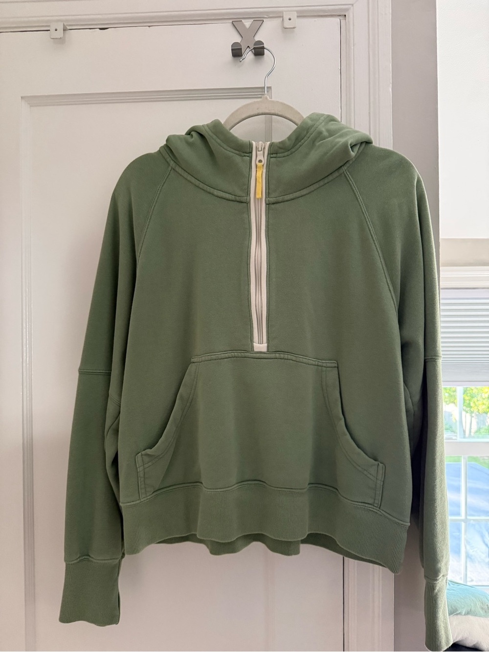 Aerie Green Half-Zip Hoodie Sweater